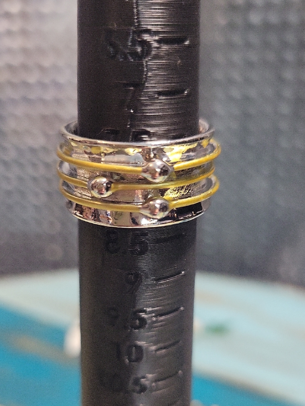 Two-Tone Silver and Yellow Band Ring - Women Statement Jewelry- New